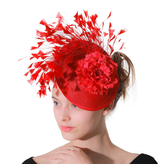 Sombrero de Gala Elegante en Tela de Red y Cáñamo