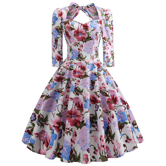 Vestido Retro Estampado con Moño - Colección Europeo Americana - Image 3