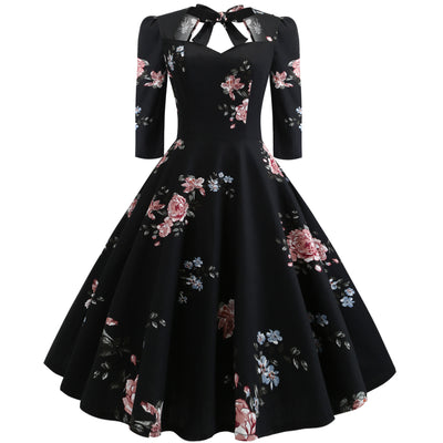 Vestido Retro Estampado con Moño - Colección Europeo Americana - Image 4