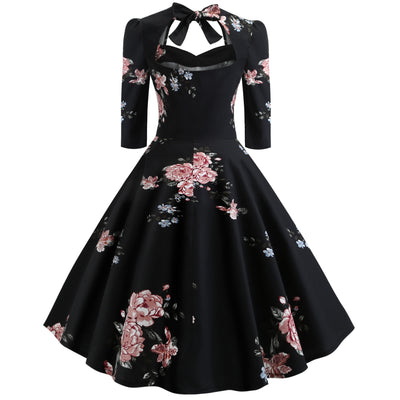 Vestido Retro Estampado con Moño - Colección Europeo Americana - Image 5
