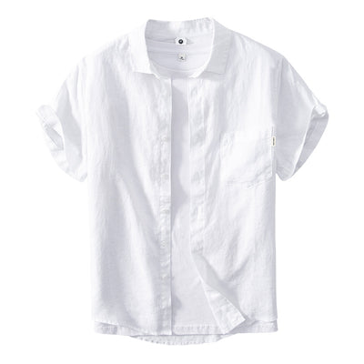 Camisa de Lino Transpirable de Manga Corta - Diseño Clásico Liso - Image 7