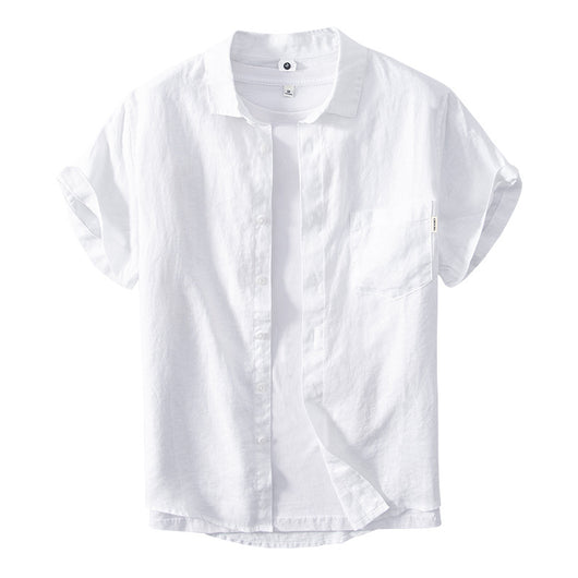 Camisa de Lino Transpirable de Manga Corta - Diseño Clásico Liso - Image 7