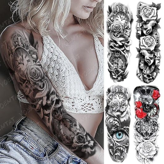 Tatuajes Temporales Impermeables de Brazo Completo para Hombres