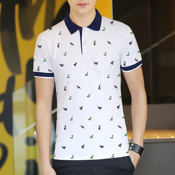 Polo Manga Corta Hombre Estampado Venado - Diseño Elegante y Fresco