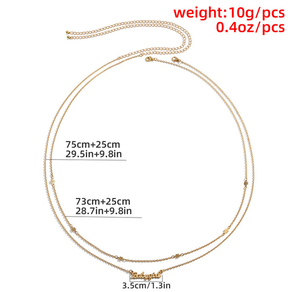 Cadena de Cintura Metálica con Letras - Joyería Corporal Elegante para Mujer