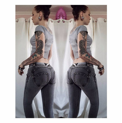 Pantalones Yoga Levantacaderas en Denim Melocotón para Mujer - Image 6