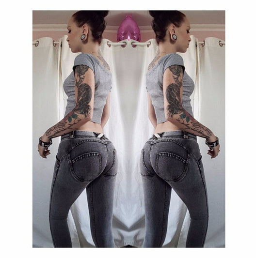 Pantalones Yoga Levantacaderas en Denim Melocotón para Mujer - Image 6