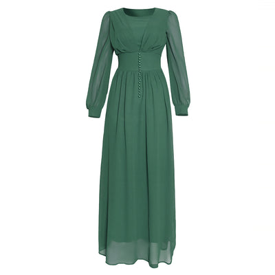 Vestido Largo de Gasa con Manga Larga para Mujer Musulmana - Image 9