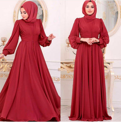 Vestido Largo de Gasa con Manga Larga para Mujer Musulmana - Image 12
