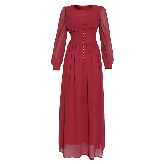 Vestido Largo de Gasa con Manga Larga para Mujer Musulmana - Image 13