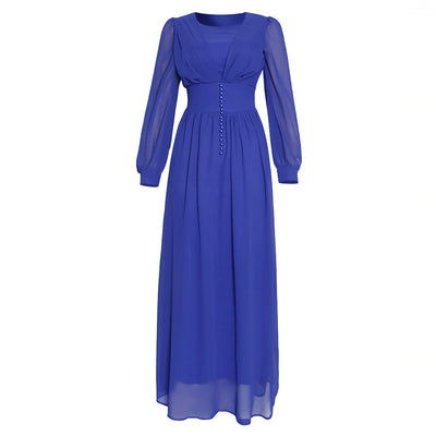 Vestido Largo de Gasa con Manga Larga para Mujer Musulmana - Image 6