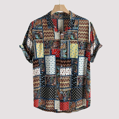Camisa Holgada Étnica Estampada para Hombre - Estilo Vintage Casual - Image 3