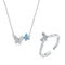 Conjunto de Collar y Anillo Mariposa Plateado en Plata S925