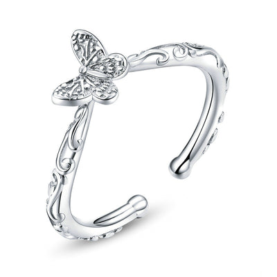 Conjunto de Collar y Anillo Mariposa Plateado en Plata S925 - Image 5