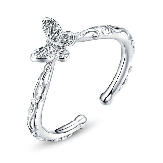 Conjunto de Collar y Anillo Mariposa Plateado en Plata S925 - Image 5