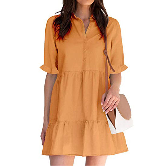 Vestido con Mangas Abullonadas y Bajo Fruncido - Image 3