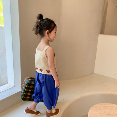 Conjunto Infantil Estilo Japonés y Coreano - Chaleco y Pantalones Antiinsectos en Algodón y Lino con Bordados - Image 4