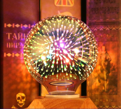 Bombilla Decorativa 3D con Efecto Fuegos Artificiales - Cristal Plateado Multicolor - Image 10