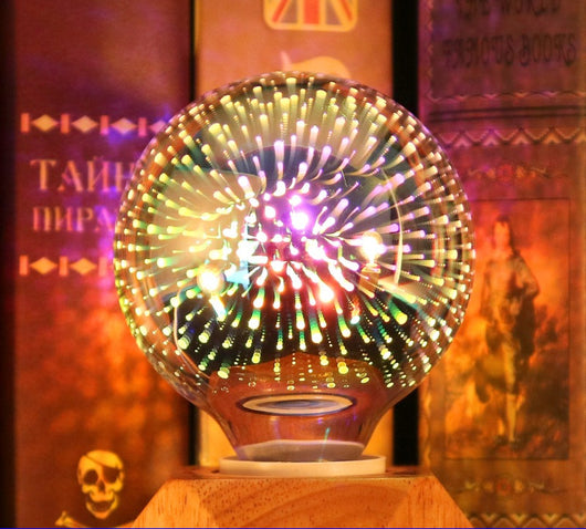 Bombilla Decorativa 3D con Efecto Fuegos Artificiales - Cristal Plateado Multicolor - Image 10