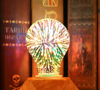 Bombilla Decorativa 3D con Efecto Fuegos Artificiales - Cristal Plateado Multicolor - Image 11
