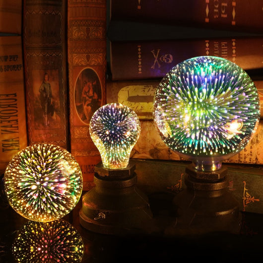 Bombilla Decorativa 3D con Efecto Fuegos Artificiales - Cristal Plateado Multicolor - Image 18