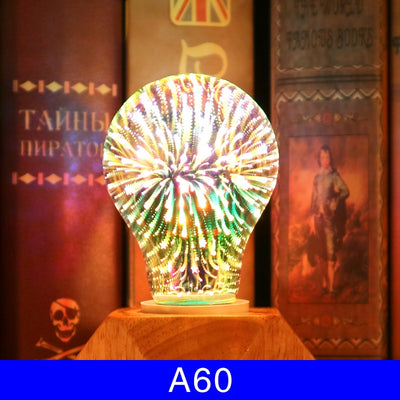 Bombilla Decorativa 3D con Efecto Fuegos Artificiales - Cristal Plateado Multicolor - Image 4