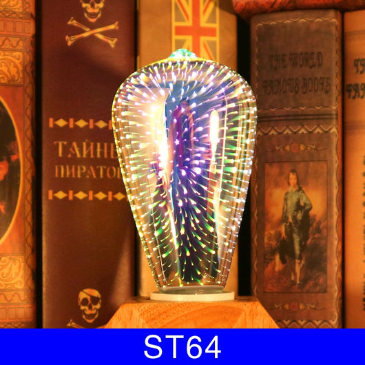 Bombilla Decorativa 3D con Efecto Fuegos Artificiales - Cristal Plateado Multicolor - Image 5