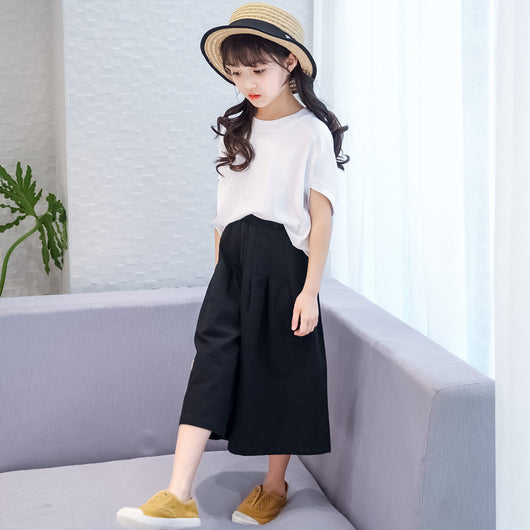 Conjunto de Verano para Niñas - Pantalón Ancho de Algodón y Lino Estilo Occidental - Image 4
