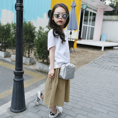 Conjunto de Verano para Niñas - Pantalón Ancho de Algodón y Lino Estilo Occidental - Image 2