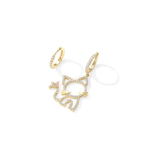 Aretes Asimétricos Gato para Mujer - Diseño Divertido y Moderno