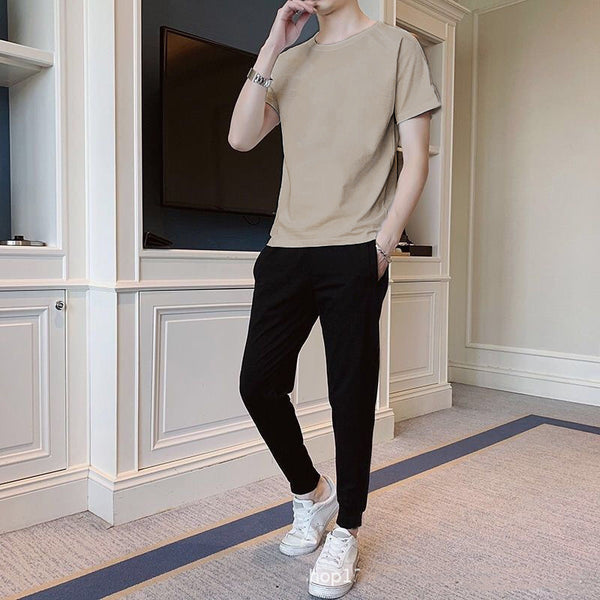Conjunto Deportivo Casual para Hombre - Camiseta y Pantalón de Manga Corta