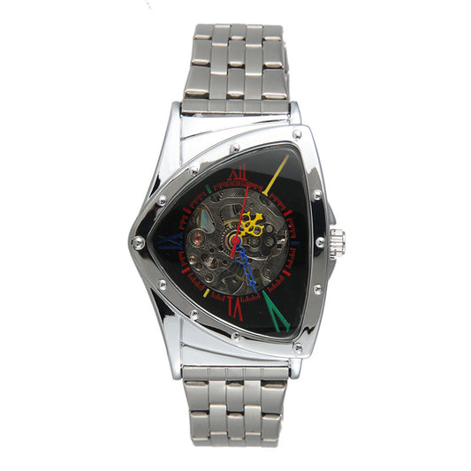 Reloj Mecánico Automático Triángulo Hueco con Correa de Acero Inoxidable