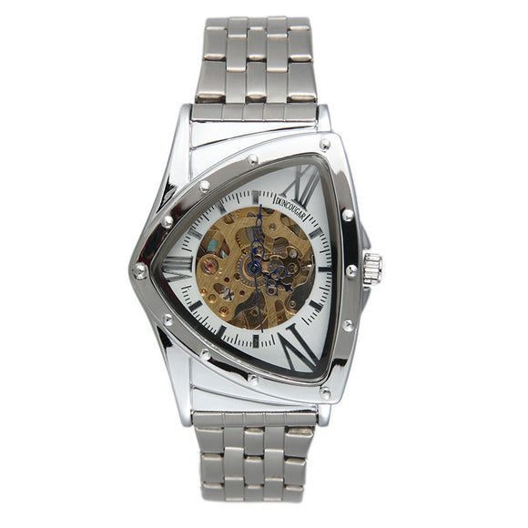 Reloj Mecánico Automático Triángulo Hueco con Correa de Acero Inoxidable