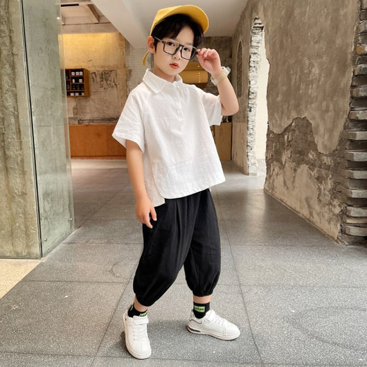 Conjunto Infantil de Verano: Polo Rayado de Algodón + Pantalón Bermuda Cinco Puntos - Image 9