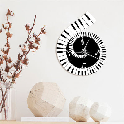 Reloj de Pared Musical Treble Clef Teclado Piano Notas Musicales Diseño Irregular