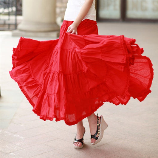 Falda Midi Verano Cintura Alta Corte A Mujer - Image 20