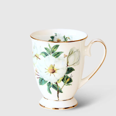 Taza de Cerámica Bone China Gran Capacidad con Tapa - Desayuno y Café
