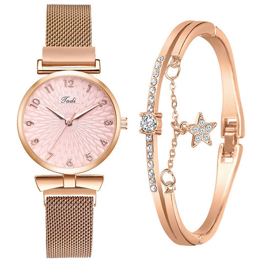 Reloj de Pulsera Magnético para Mujer con Malla Metálica y Correa Intercambiable - Image 2