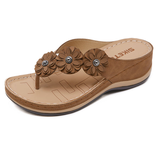 Sandalias Cuña Retro Flores para Mujer - Zapatos de Playa Cómodos Verano - Image 9