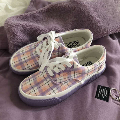 Zapatos de Lona a Cuadros para Estudiantes - Estilo Japonés Clásico - Image 9