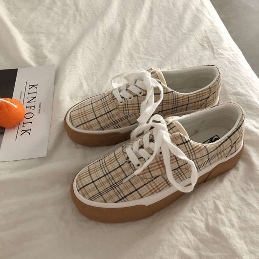 Zapatos de Lona a Cuadros para Estudiantes - Estilo Japonés Clásico - Image 10