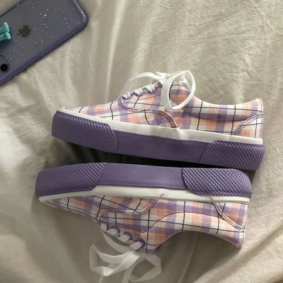 Zapatos de Lona a Cuadros para Estudiantes - Estilo Japonés Clásico - Image 8
