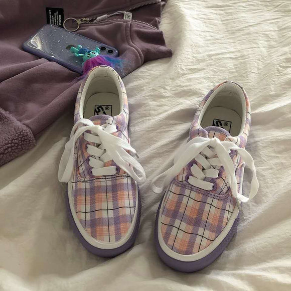 Zapatos de Lona a Cuadros para Estudiantes - Estilo Japonés Clásico