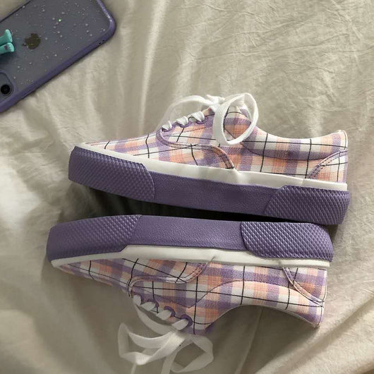 Zapatos de Lona a Cuadros para Estudiantes - Estilo Japonés Clásico - Image 5