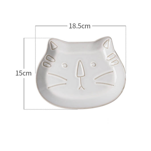 Tazón de Cerámica Gato Blanco Retro con Relieve Decorativo - Image 14