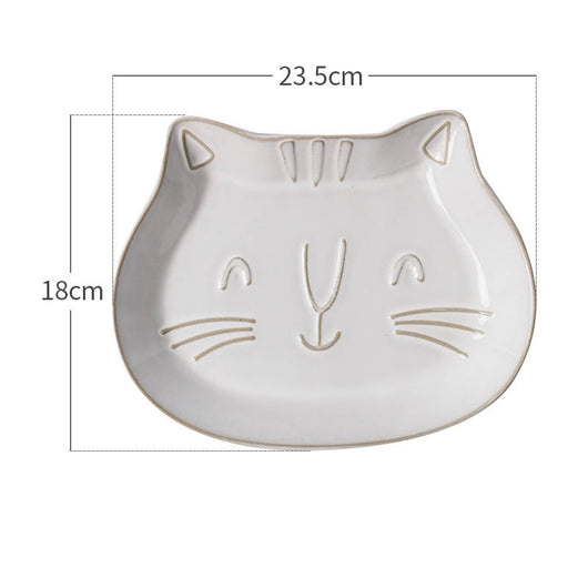 Tazón de Cerámica Gato Blanco Retro con Relieve Decorativo - Image 17