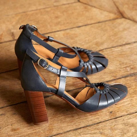 Sandalias de Tacón Grueso con Hebilla - Estilo Verano para Mujer