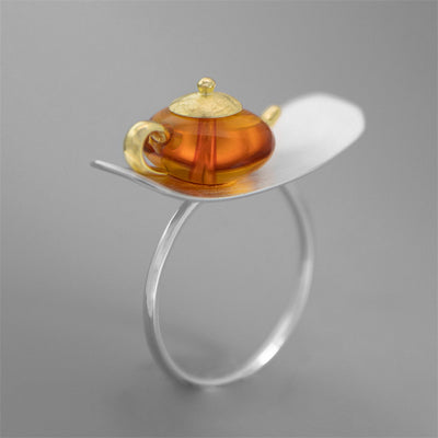 Anillo de Ámbar Clásico Oriental en Plata de Ley S925 - Image 4
