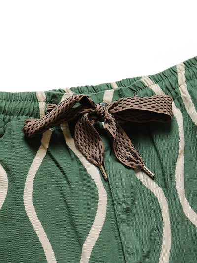 Pantalones Cortos Overol Casual Tendencia Japonesa con Estampado Ripple en Algodón Lino - Image 7