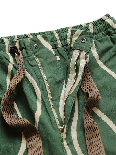 Pantalones Cortos Overol Casual Tendencia Japonesa con Estampado Ripple en Algodón Lino - Image 9